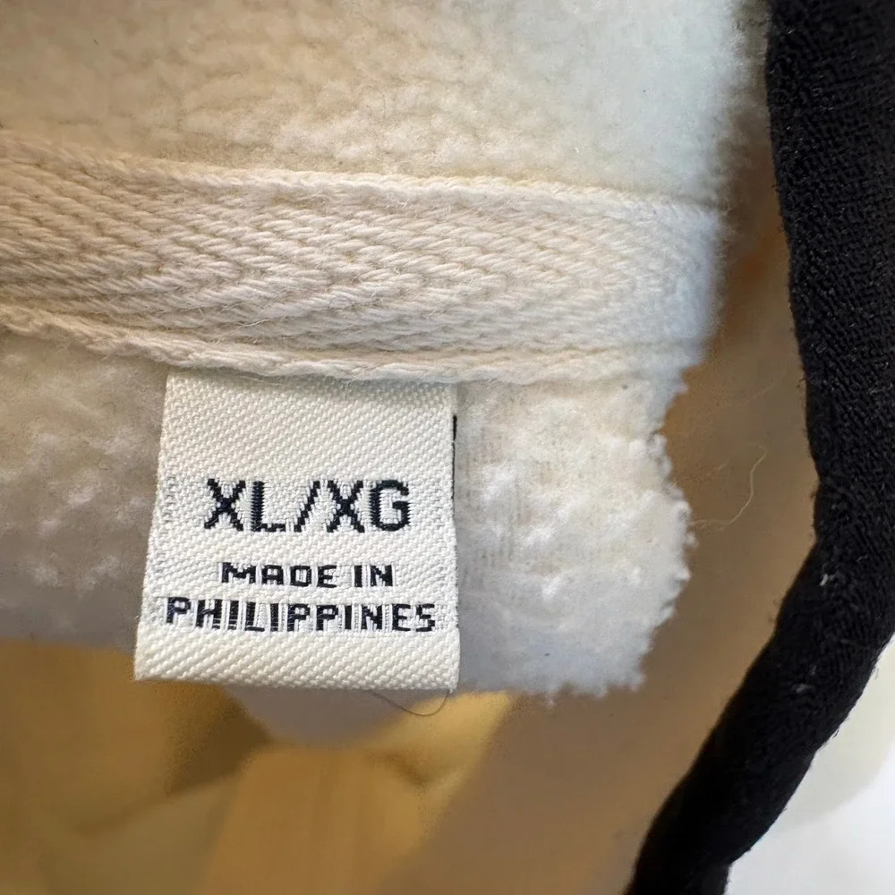 Tommy Hilfiger Womens XL Full Zip Fleece Jacket Cream Black Colorblock Mock Neck